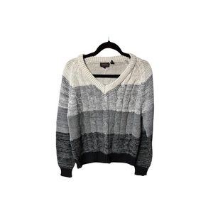 Youngbloods Cable‎ Knit V Neck Pullover Sweater